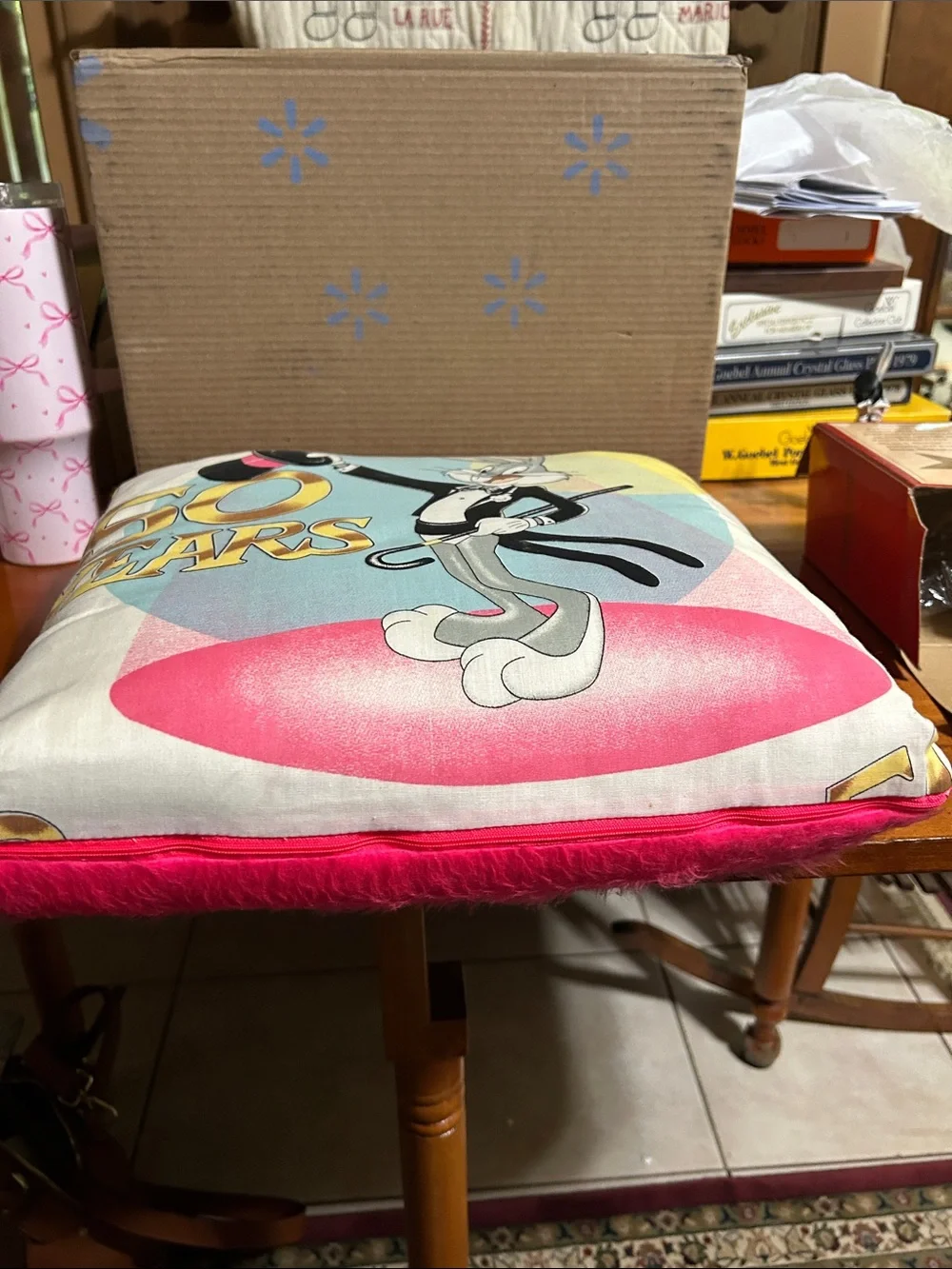 Warner Bros. Bugs Bunny Throw Pillow - Pink, Blue, Yellow, Gold, Gray, Cream